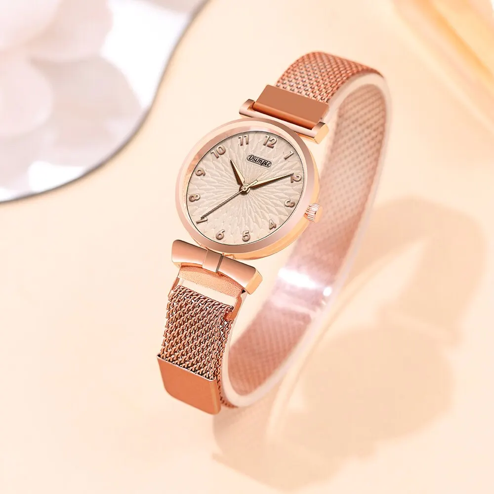 2PCS Set Fashion Women Bracelet Quartz Watches Women Magnetic Watch Ladies Sports Dress Rose Gold Wrist Watch Clock Reloj Mujer 3