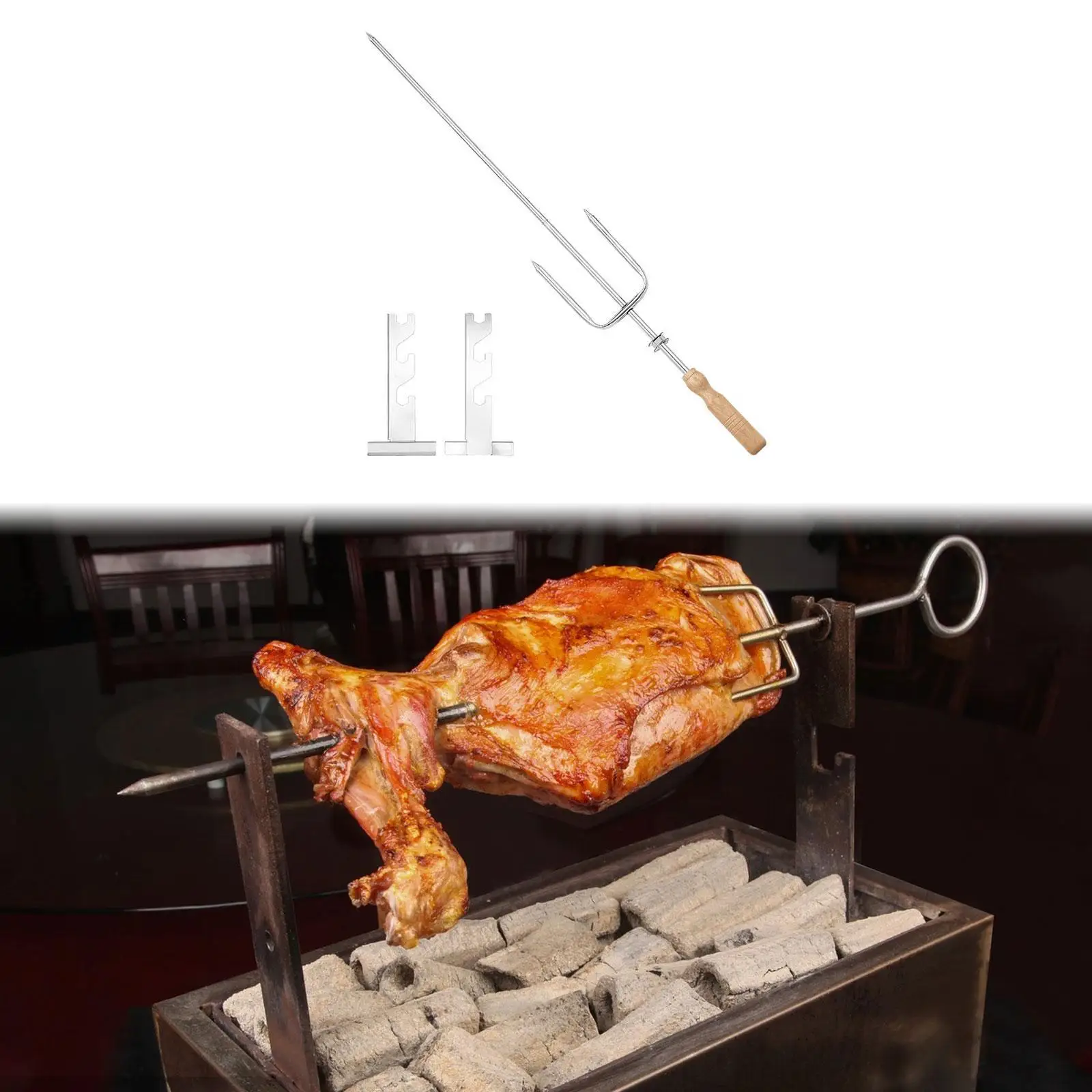 BBQ Fork Grill Skewer Grill Fork Easy to Use Portable Kabob Sticks Cooking Stand for Outdoor Picnic Sausages Backyard Chicken