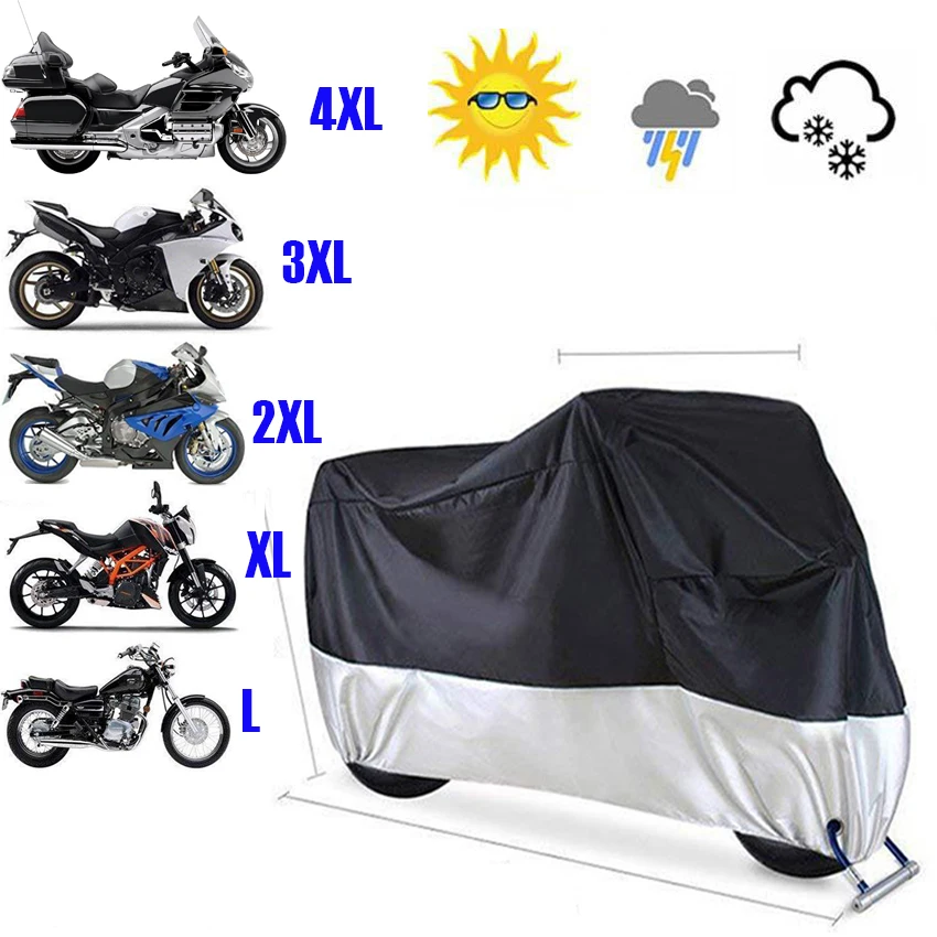 Tout nouveau S M L XL 2XL 3XL 4XL universel extérieur UV protecteur étanche Moto couverture Bache Funda Moto Scooter vélo étui