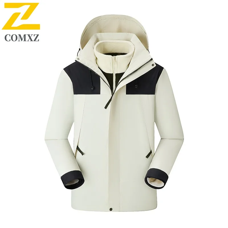 COMXZ Men Outdoor Jacket Comfort Travel Cold Resistant Coat High Quality Hooded Design Hiking Windproof Warm Winter Clothing