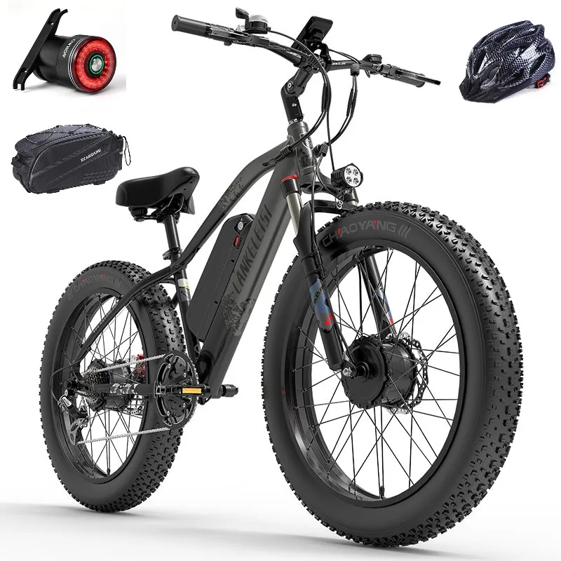 Bicicletta Elettrica Lankeleisi Mg740 Plus Dual Motor 48V 20Ah 26*4.0 Fat Tire Freno Idraulico Soft Tail Frame Ebike