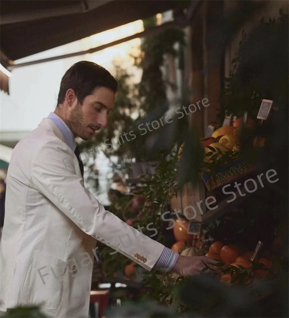 Gentleman White Wedding Men Suits   Made  Double Breasted  Groom Tuxedos 2 Pieces Sets Business Male Blazer Ternos Mascuion