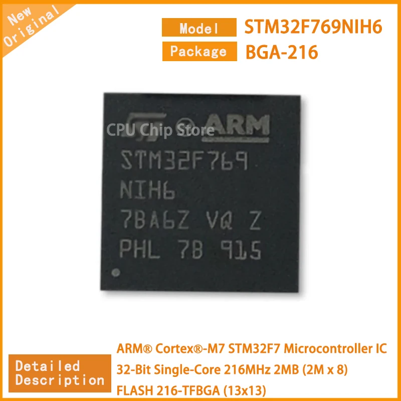 

Микроконтроллер STM32F769NIH6 STM32F769, 32 битный, одноъядерный, 216 МГц, 2 Мб (2 Мб x 8), флэш 216-TFBGA, 1 ~ 5 шт.