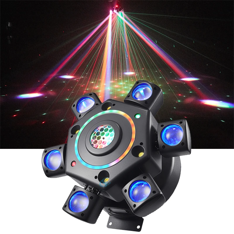 DJ Equipment 100W Six Arms Beam Led Moving Head Party Disco Ball Lights Effect Strobe Lamp DMX512 Control For Club Stage
