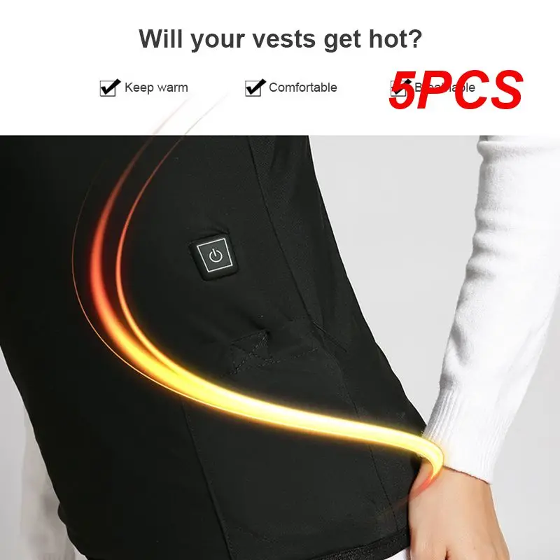 

5PCS Lightweight Outdoor Heated Heating Vest Hiking Clothing USB Charging Intelligent Electric Heated Vest Heating