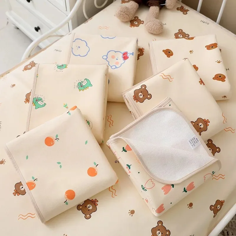 120*90CM Crib Sheet Waterproof Baby Urine Mat Cotton Reusable Infant Change Diaper Pad Cover Washable Newborn Bed Nappy Mattress