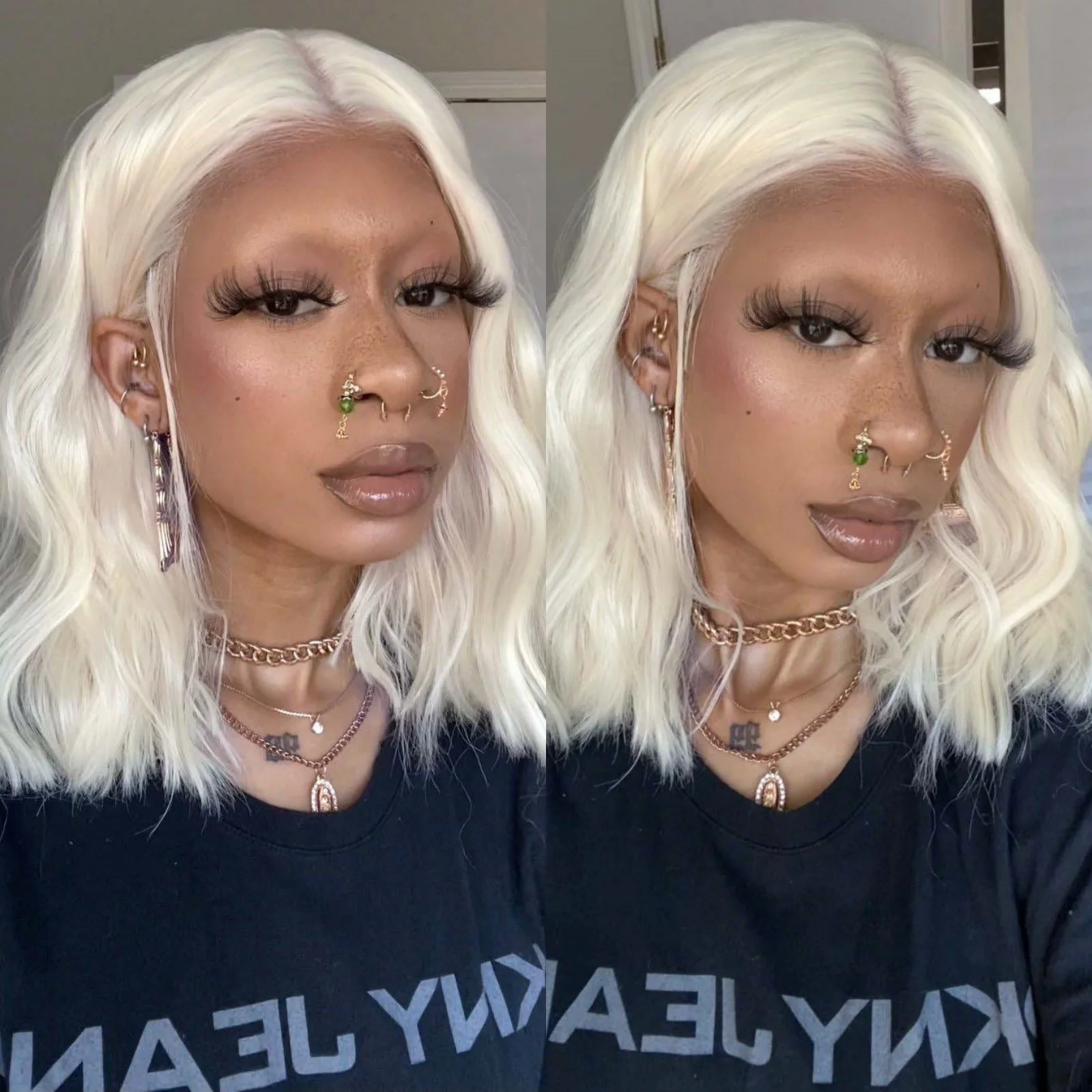Platinum Blonde Bob Hair Wig Synthetic Lace Front Wig Short Curly Wigs for Women Glueless Wavy Blonde Lace Front Bob Wigs synthetic wig