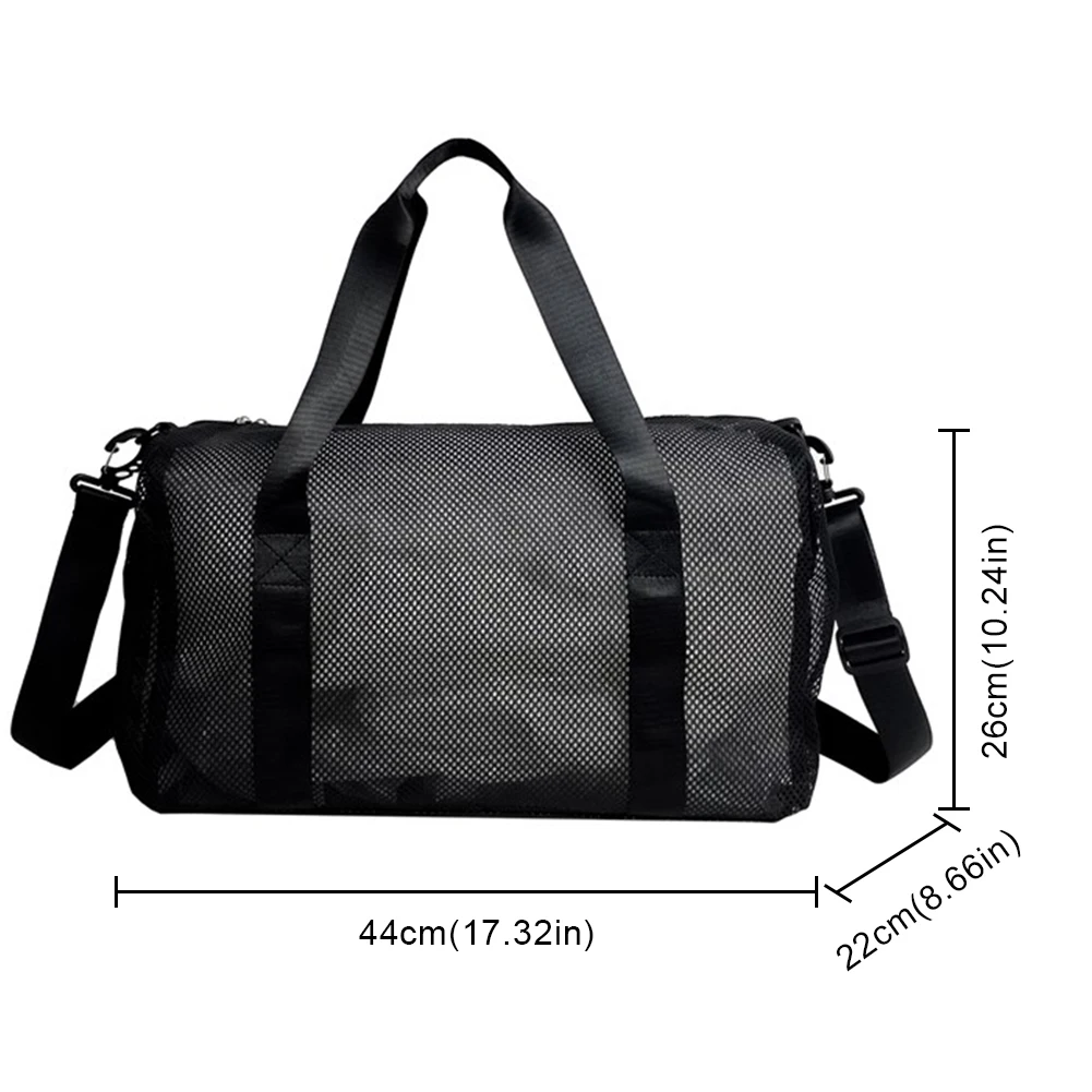 Nylon Mesh Travel Duffle Bag with Shoe Compartment for Gym and Sports
