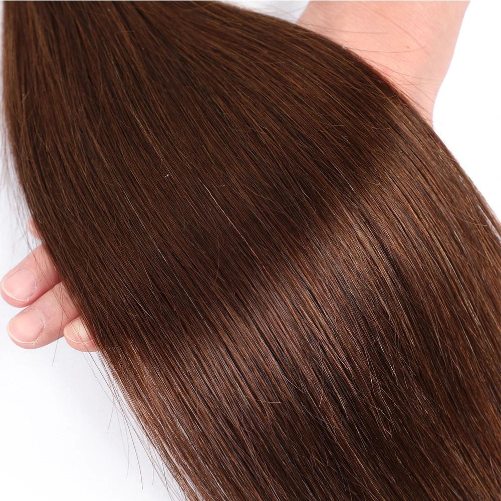 100% Straight Human Hair Bundles Brazilian Hair Weave Bundles Extension For Women Brown #4 Black Remy Weaving 1/2pcs