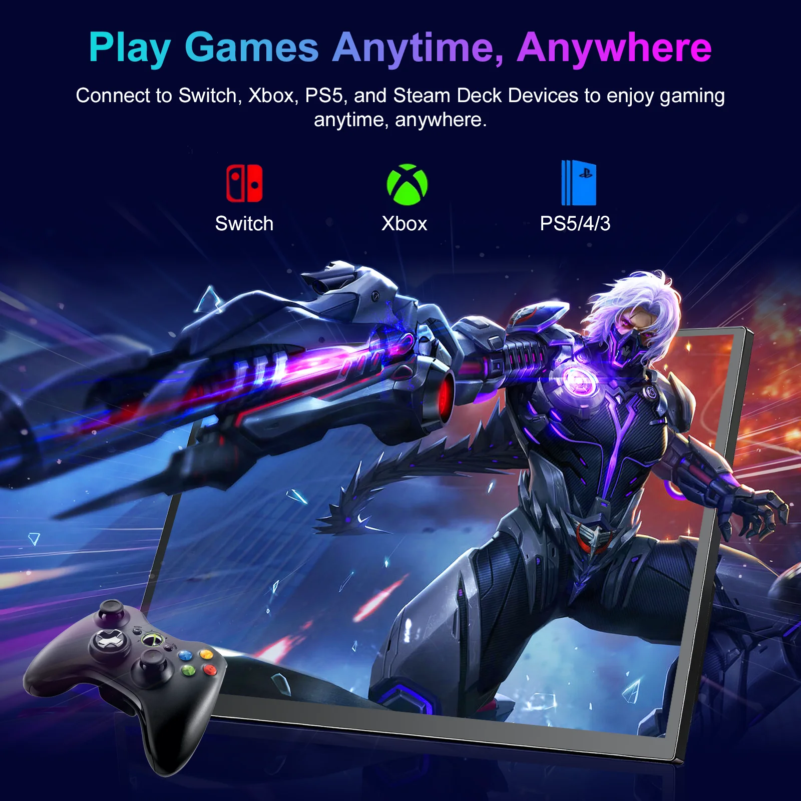 4K 144Hz 19인치 휴대용 모니터 화면 2160P HDR 16:10 디스플레이 (VESA 홀, HDMI, USB Type-C 지원) 외부 보조 모니터 게이밍