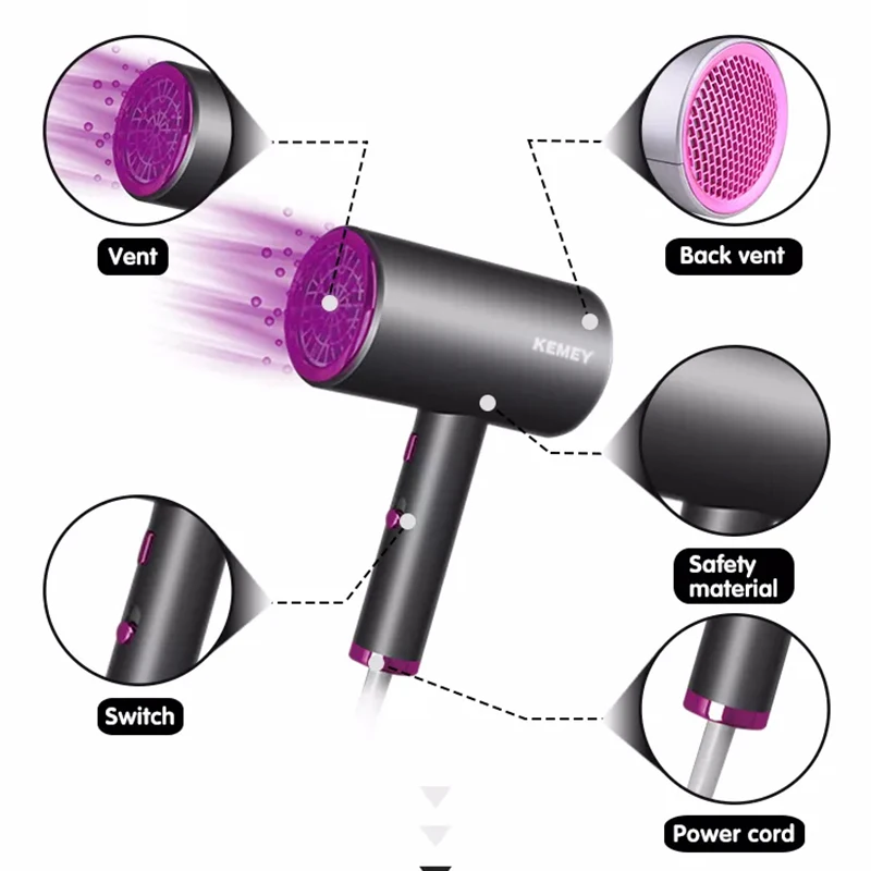 Kemei Salon 4000W Powerful Electric Hair Dryer Negative Ion Hair Care Professional Quick Dry 220V Blow Dryer Household KM-8221 3