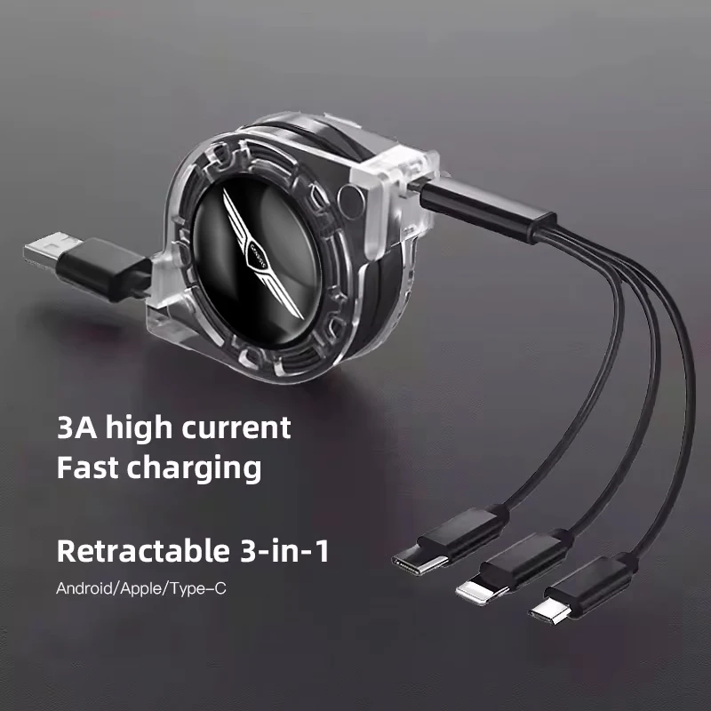 자동차 3 in 1 USB 케이블 타입 C 마이크로 USB 고속 충전 케이블 제네..