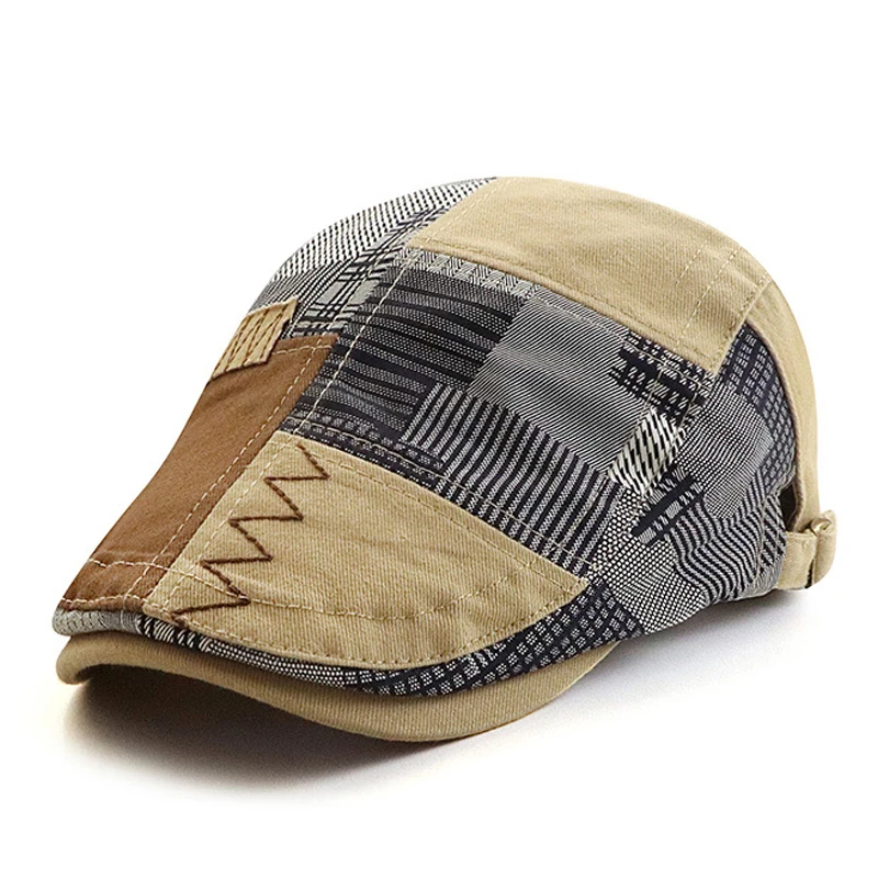 Designer Beret Hat Men Retro Newsboy Cap Patchwork Plaid Herringbone Flat Peaked Cap Women Driving Cabbie Gatsby Hat Casquette Casual Hat Beret Hat Newsboy Cap Newsboy Hat
