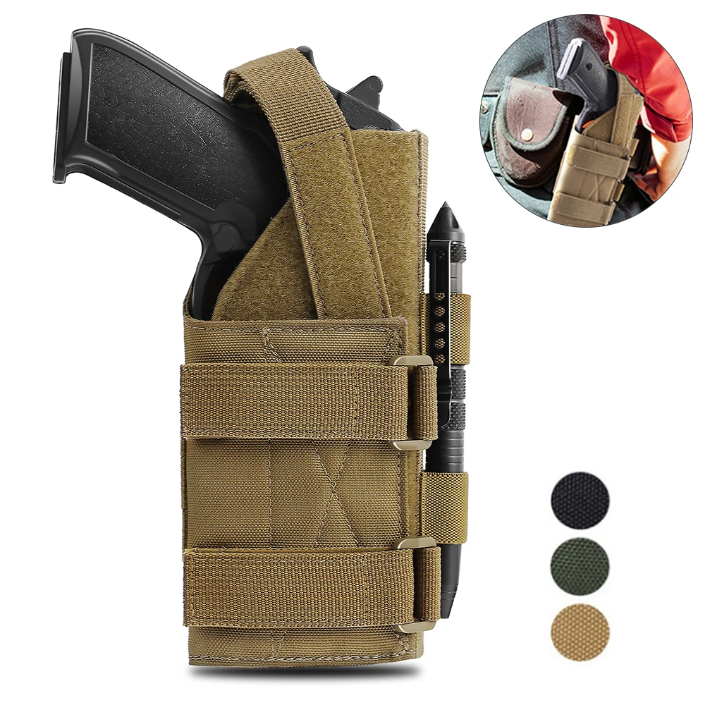 Universal Tactical Molle Pistol Gun Holster Adjustable Handgun Holster for 9mm Glock 1911 G17 18 19 26 34 Ruger LCP Beretta Pistol Holster Gun Holster