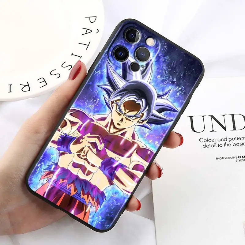 thumbnail image 1 of Funda de teléfono de Anime de Dragon Ball Z Saiya, cubierta negra para Apple iPhone 15, 14, 13, 12 Mini, 11, XS Pro Max, X, XR, 8, 7, 6 Plus, SE, 1 of 5