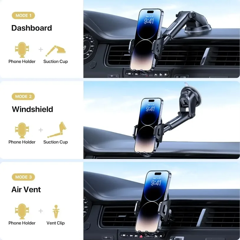 360° Rotate Universal Adjustable Sucker Car Phone Holder Windshield Car Dashboard Mobile Cell Support Bracket for iPhone Samsung