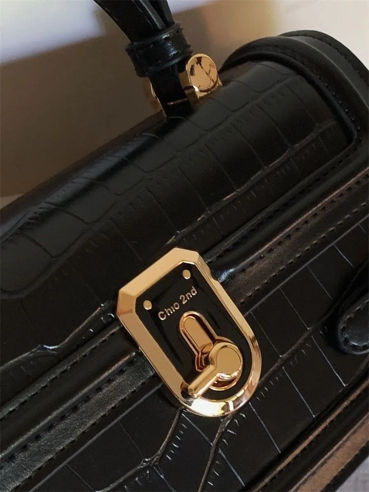 JIAERDI Sweet Cool Black Crossbody Bags Women 2025 Retro Leather Handle Square Messenger Bag Female Vintage Shoulder Bags Y2k