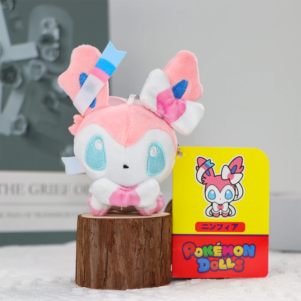 Pokemon Plüsch Anhänger Puppen Eevee Vaporeon Umbreon Jolteon Sylveon Flareon Kleiner Schlüsselanhänger Rucksack Dekorationen Stofftiere Geschenk – Detail 3