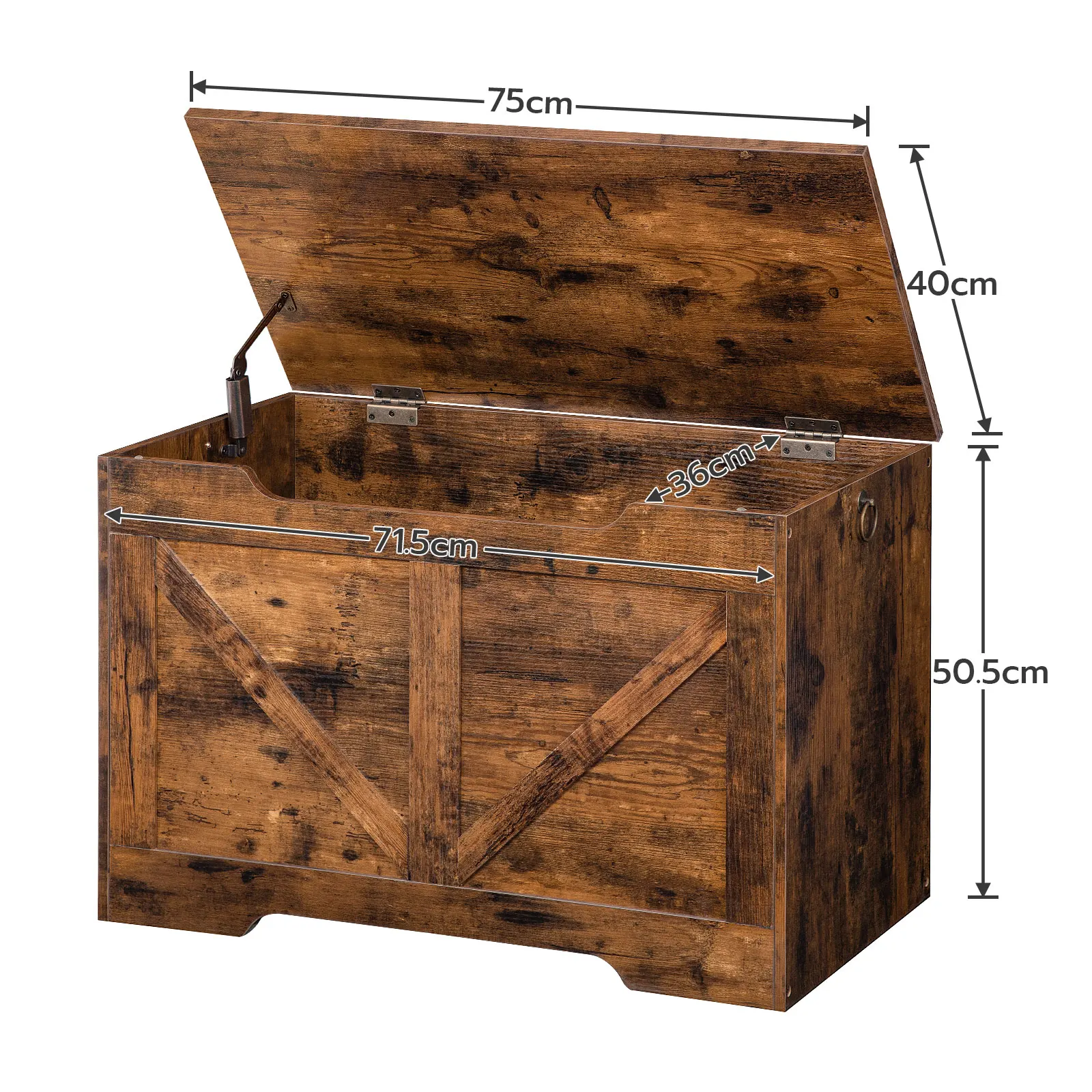 HOOBRO Storage Chest Bench With Lid And Storage Space Retro Toy Box Organizer With U-Shaped Cut-Out Pull Safety Hinge Wooden 6