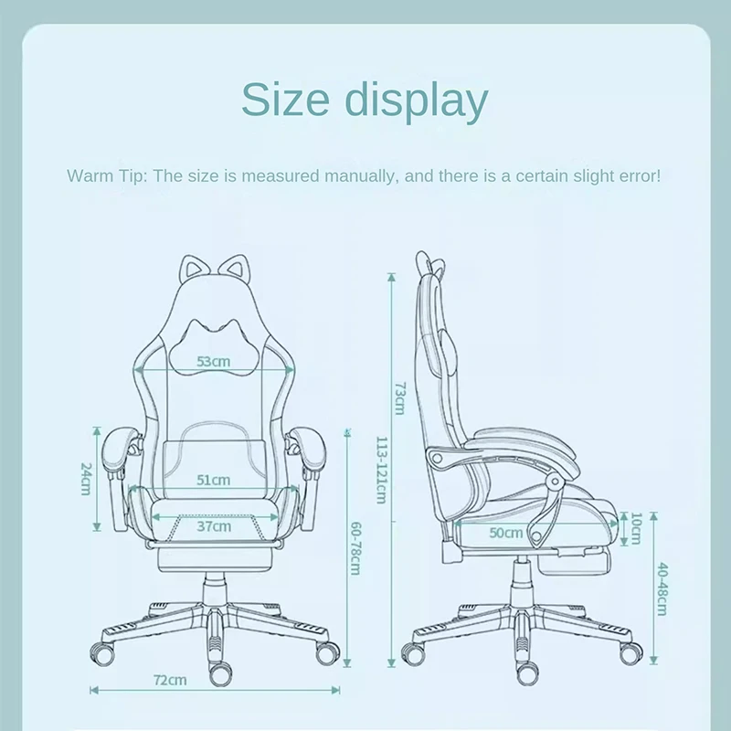 MEENICE Leuke gamingstoel met kattenpoten, lendenkussen en kattenoren, velours, ergonomische gamingstoel met voetensteun, rugleuning, pc-spelstoel voor meisjes, tieners, kinderen, zwart-wit