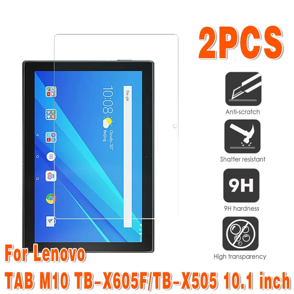 2Pcs Tempered Glass for Lenovo TAB M10 TB X605F/TB X505 10.1 Inch 2.5D