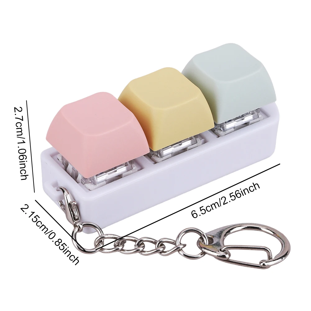 Tri-Key Mechanical Fidget Clicker and Stress Reliever Keychain