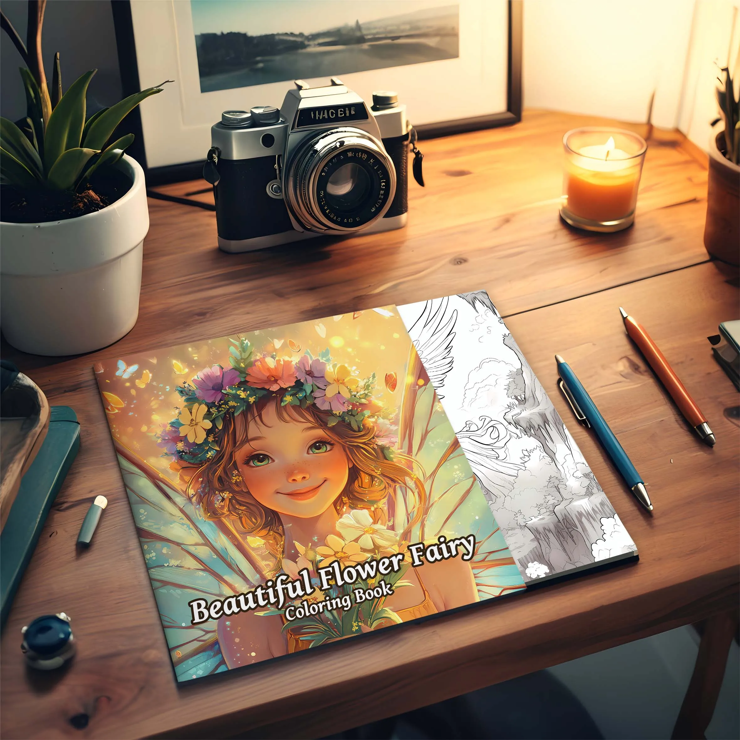 Beautiful Flower Fairny Coloring Book 24 Page Adult Picture Book Gift For Relieve Stress Kill Time Graffiti Painting Drawing Art 4