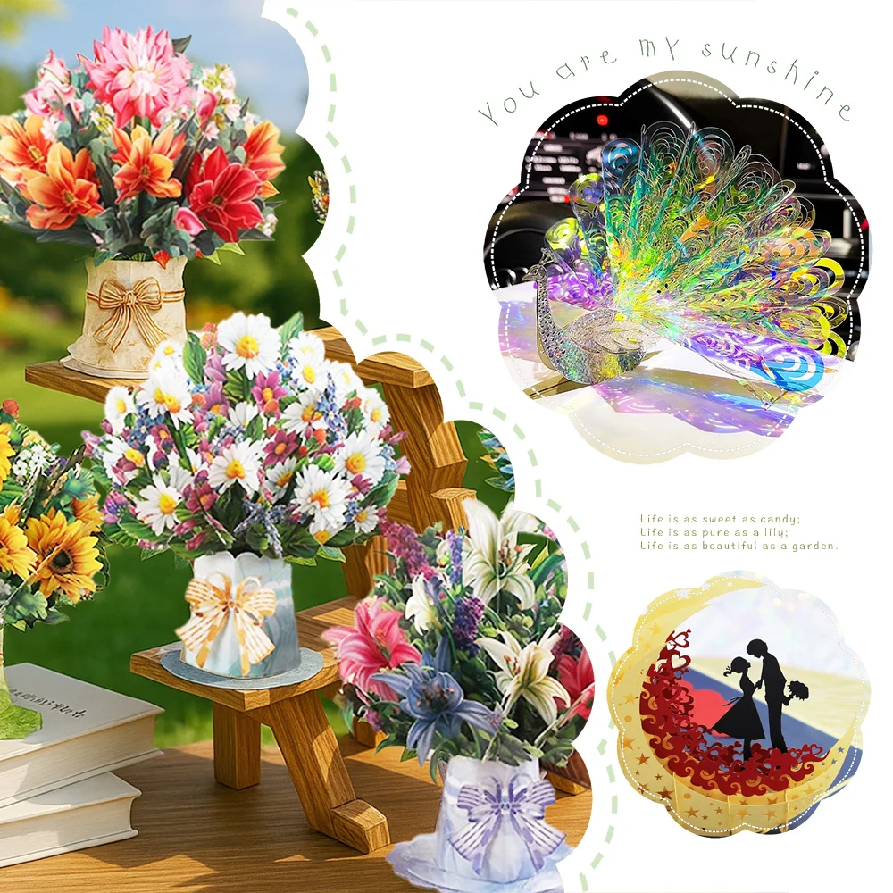 Greeting Cards Wedding Invitations Thank You Cards 3D Pop UP Love Card Wife Girlfriend Gift Valentine's Day Anniversary Wedding Invitation