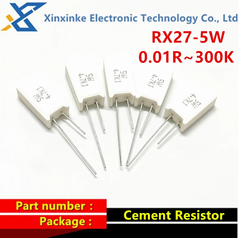 RX27 Ceramic Resistance Cement Resistor 5PCS 5W 7W 10W 0.01R-100K ohm cement resistor