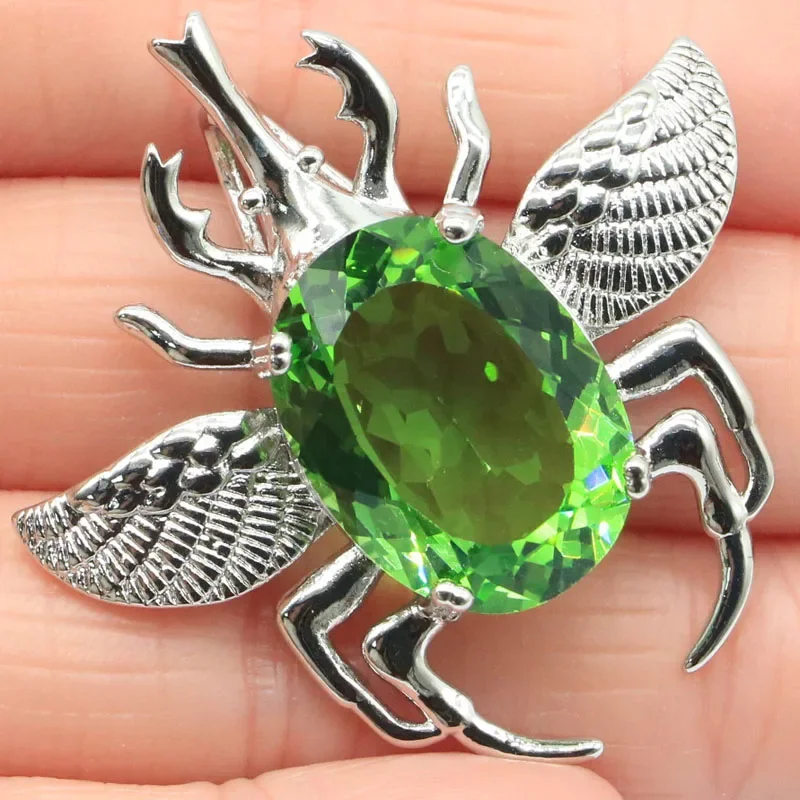 11G 925 Ciondolo In Argento Sterling Massiccio A Forma Di Longicorn Kunzite Peridoto Tsavorite Viola Tanzanite Topazio Viola Topazio Mistico