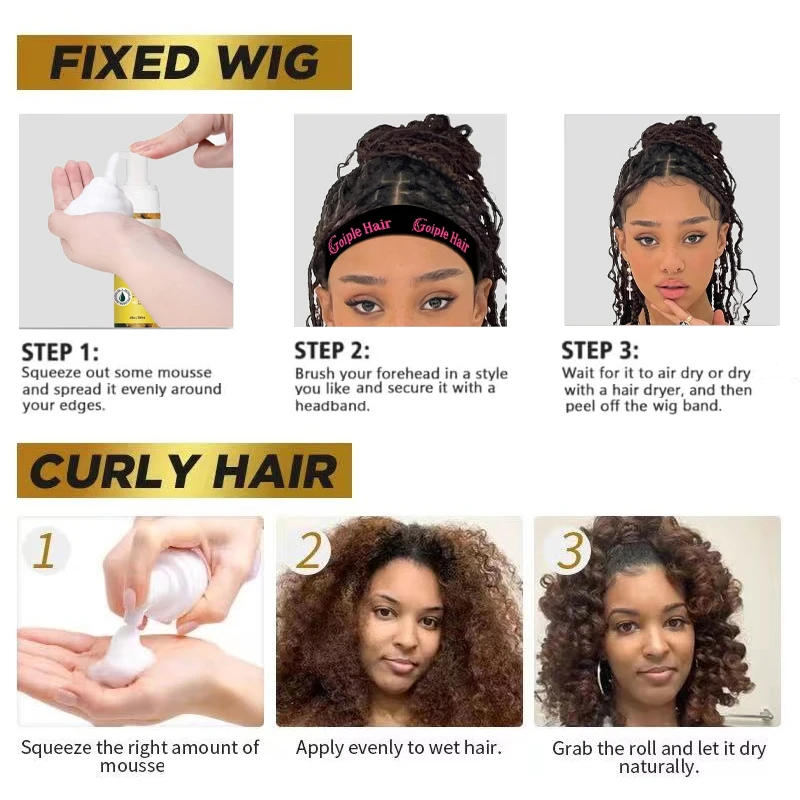 Curly Hair Mousse 100ML Small Size Natural Hair Styling Foam for Curls Wigs Locs Edges Organic Hair Mousse for Curly