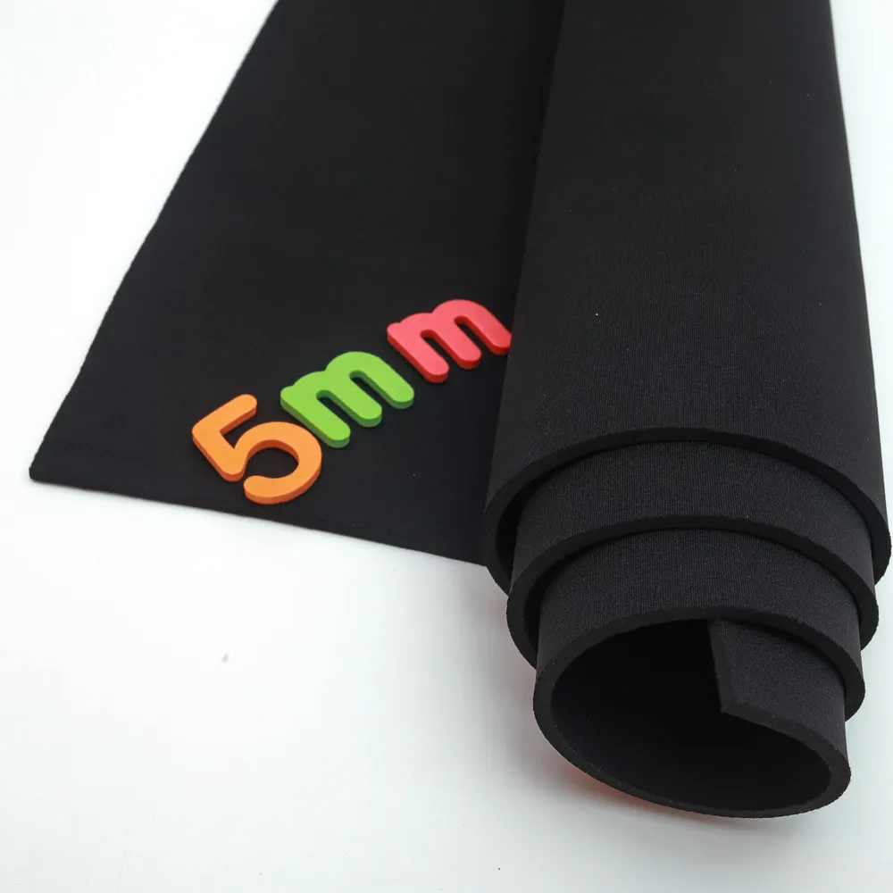 

SBR Neoprene Sewing Fabric Extra Thick 5MM Black Stretch Fabric Other Fabrics Waterproof Shockproof Stretch Polyester Tricot