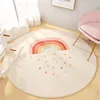 Cartoon Round Fluffy Carpet Living Room Rainbow Bedroom Rugs For Kids Room Plush Nursery Play Mat For Children Soft Baby Rug 1