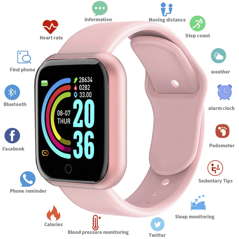 2022 D20 Pro Bluetooth Smart Watch Men Women Y68 Blood Pressure Heart Rate Monitor Sport Smartwatch Fitness Tracker For Xiaomi