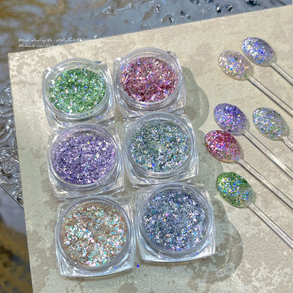 

Sparkling Shard Nail Accessories Japanese Series Flash Fragment Auroral Coloration Colorful Sweet Manicure Jewelry DIY Supplies
