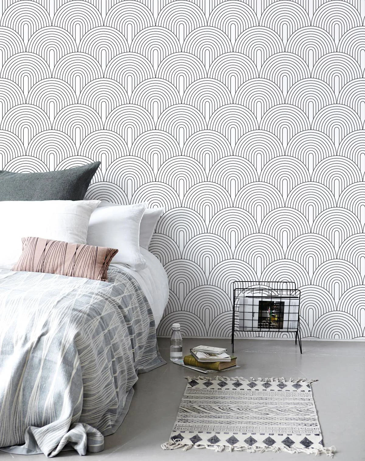 Peel and Stick Wallpaper Abstract Rainbow Black/White Self-adhesive Wallpaper Removable Contactpaper For Home Bedroom Decoration 2