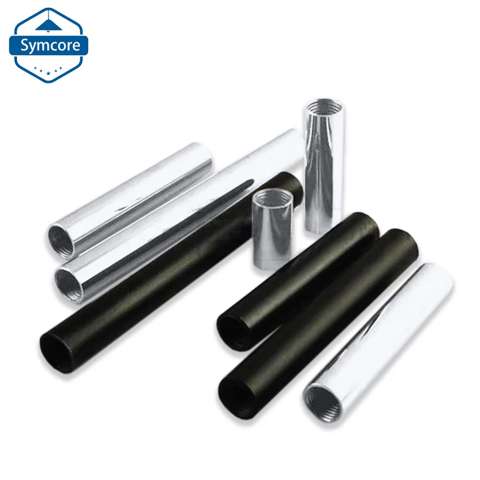 2Pcs Dia11.5mm Black Silver Iron Tube With M10 * 1 Inner Tooth Tube At Both Ends Hollow Straight Tube Connecting Rod Floor Lamp