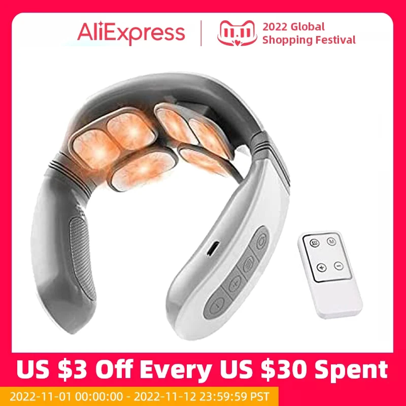 Electric Neck Massager Heating 6 Head Cordless Electric Deep Tissue