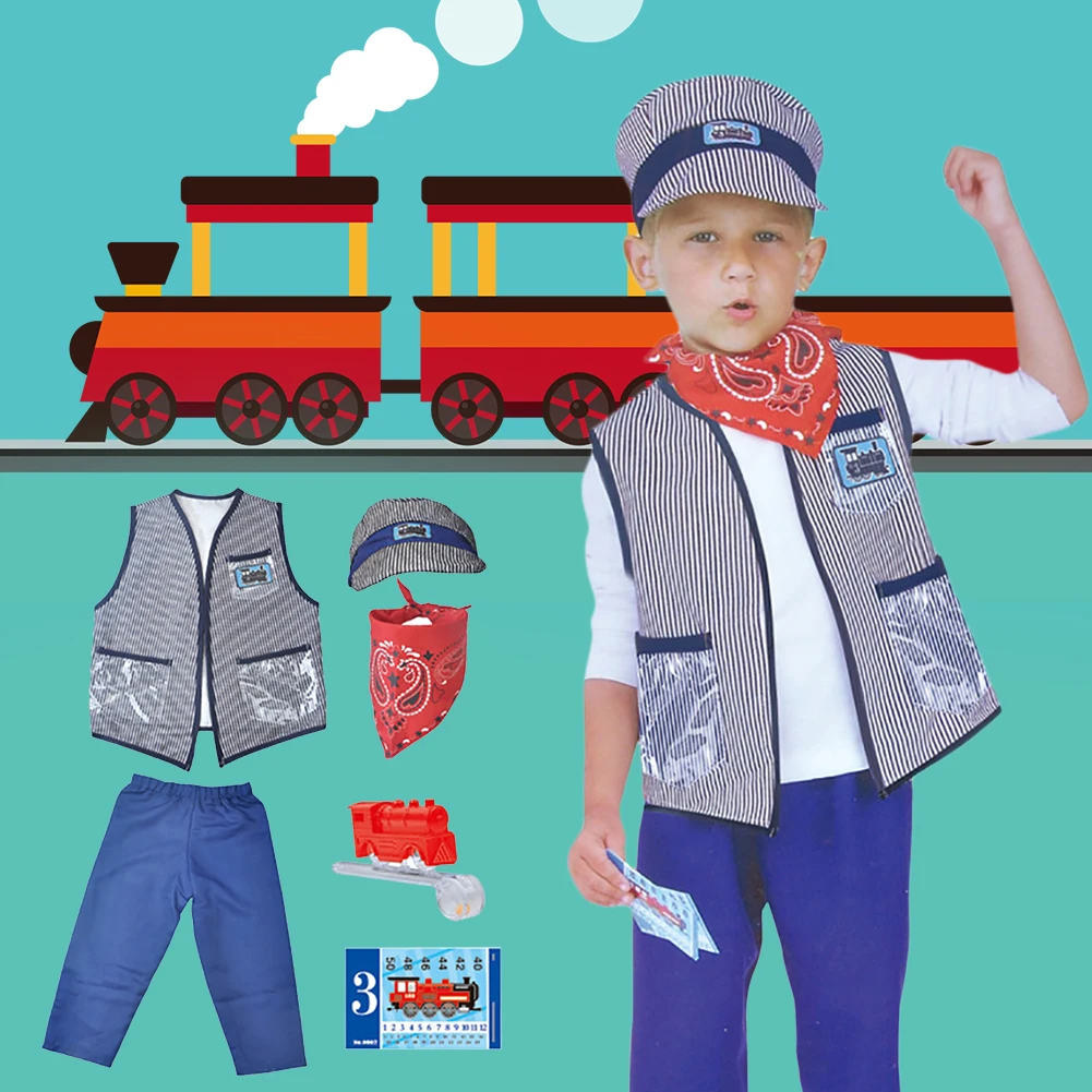Princess Pretend Toys Kids Train Engineer Conductor Costume For Prom Performance