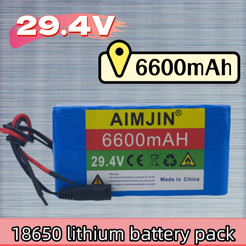 

29.4V 18650 Battery Pack 7S2P 6600mAh Rechargeable Lithium Battery Electric Bicycle Moped Toy High Capacity Battery+charger