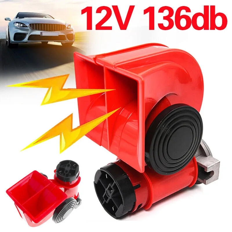 12v 136db Air Horn Blast Compact Twin Tone Loud Horns for Car Truck Train SUV Boat Motorcycle