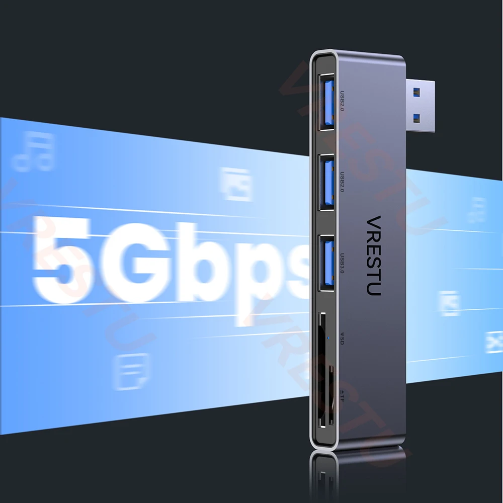 5 in 1 USB HUB High Speed USB 3.0 OTG Splitter Card Reader Multiport with SD TF Ports Computer Accessories USB Micro SD Adapter 4