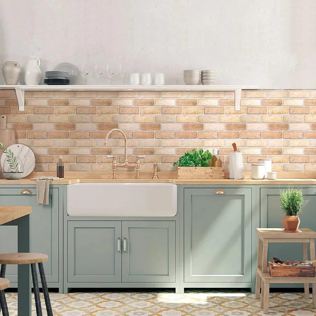 3D Wall Sticker Self-adhesive Faux Brick Wall Panel Peel and Stick Tile Backsplash for Kitchen Bedroom Waterproof Tile Sticker 2