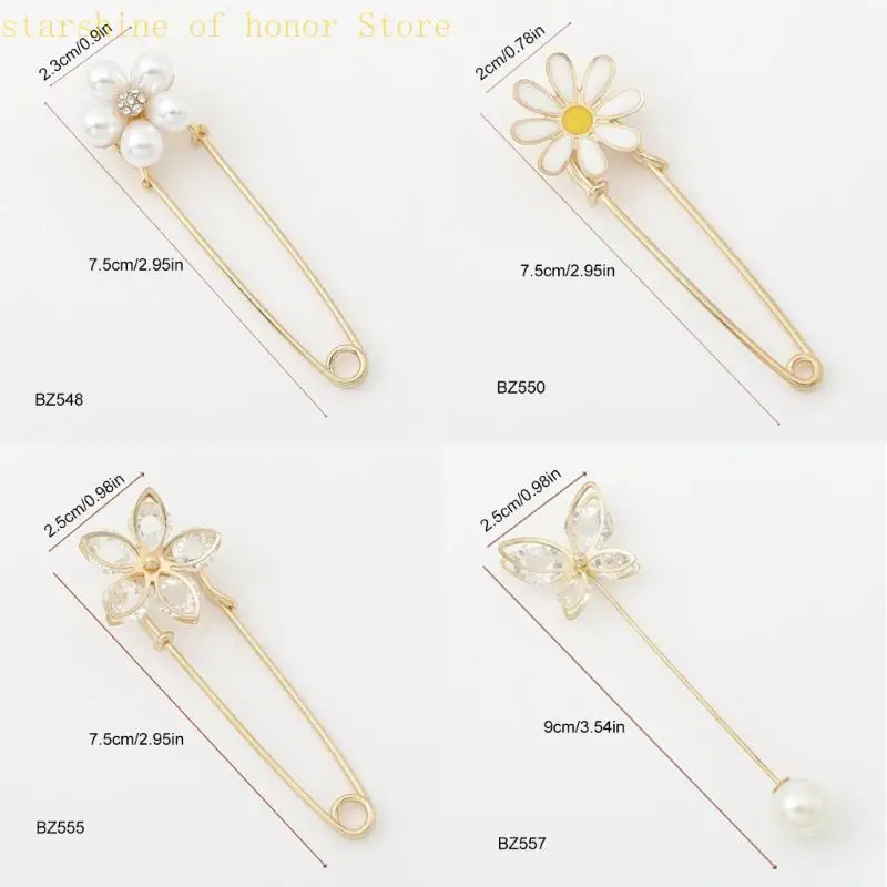 11ub 10pcs 꽃 모양 안전 핀 청바지 허리 조향기 가디건 칼라 클립 장식 브로치 스웨터 의류 핀