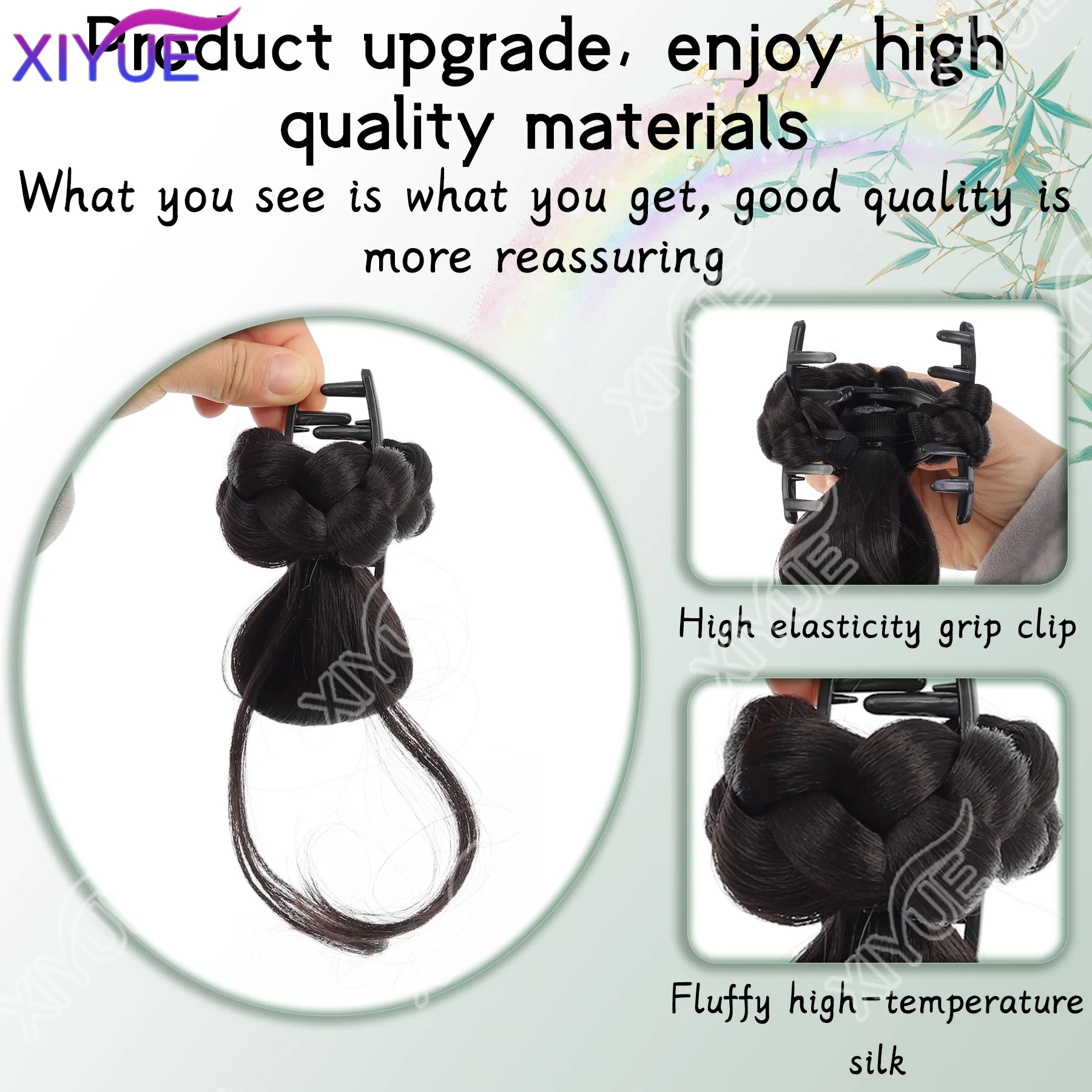 XIYUE Synthetic Clamp Type Loop Hairstyle with Claw Clip Horsetail Hair Extensions with Head for Women