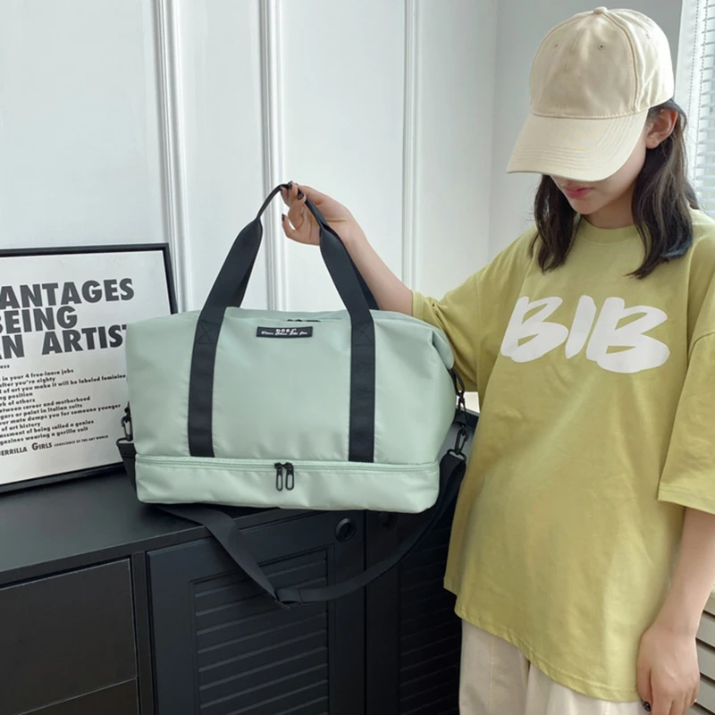 신발 칸막이가 있는 대용량 체육관 가방, 여행 배낭, 남녀공용 스포츠 피트니스 핸드백, 조절 가능한 어깨 스트랩 핸드백