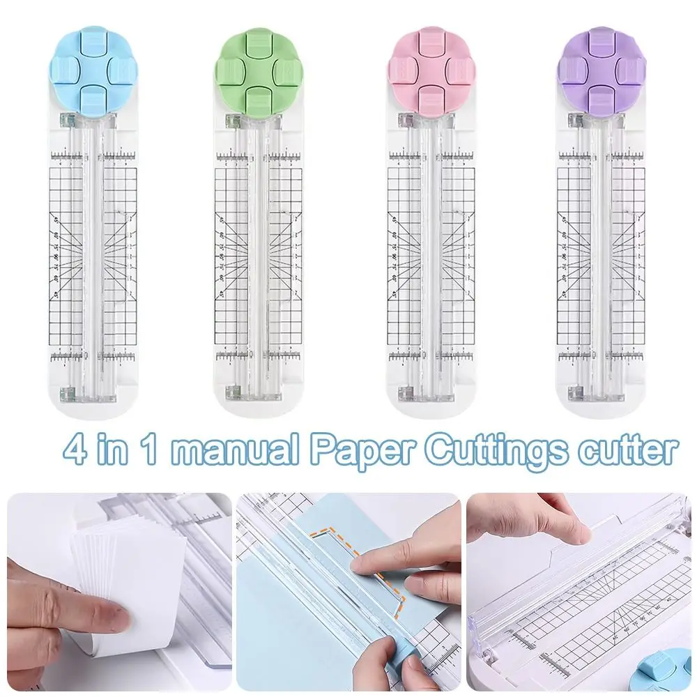 Tagliacarte portatile 4 in 1 360 ° Forniture per ufficio scolastico per tagliatrice di carta manuale rotativa tagliacarte a pressa - immagine 4