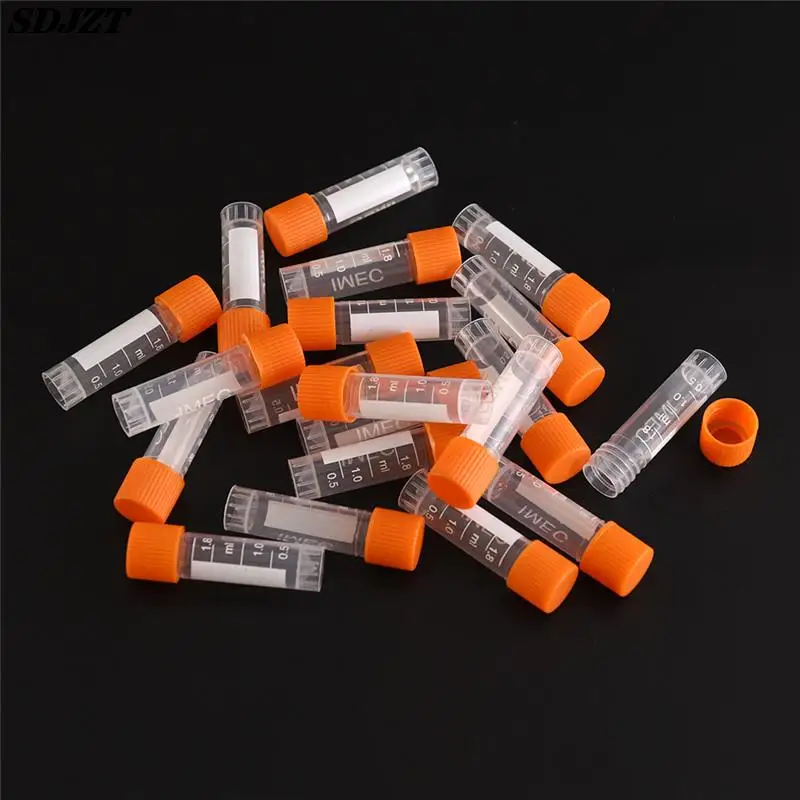 20pcs High Quality PP Lab Analysis Freezing Tubes Graduation Centrifuge Tube Volume Vials Bottles With Screw Cap 1.8ml
