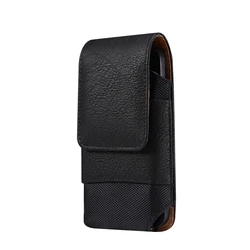 Universal Leather Men's Waist Bag Mobile Phone Belt Clip Case for 7.0 inch (Black)
