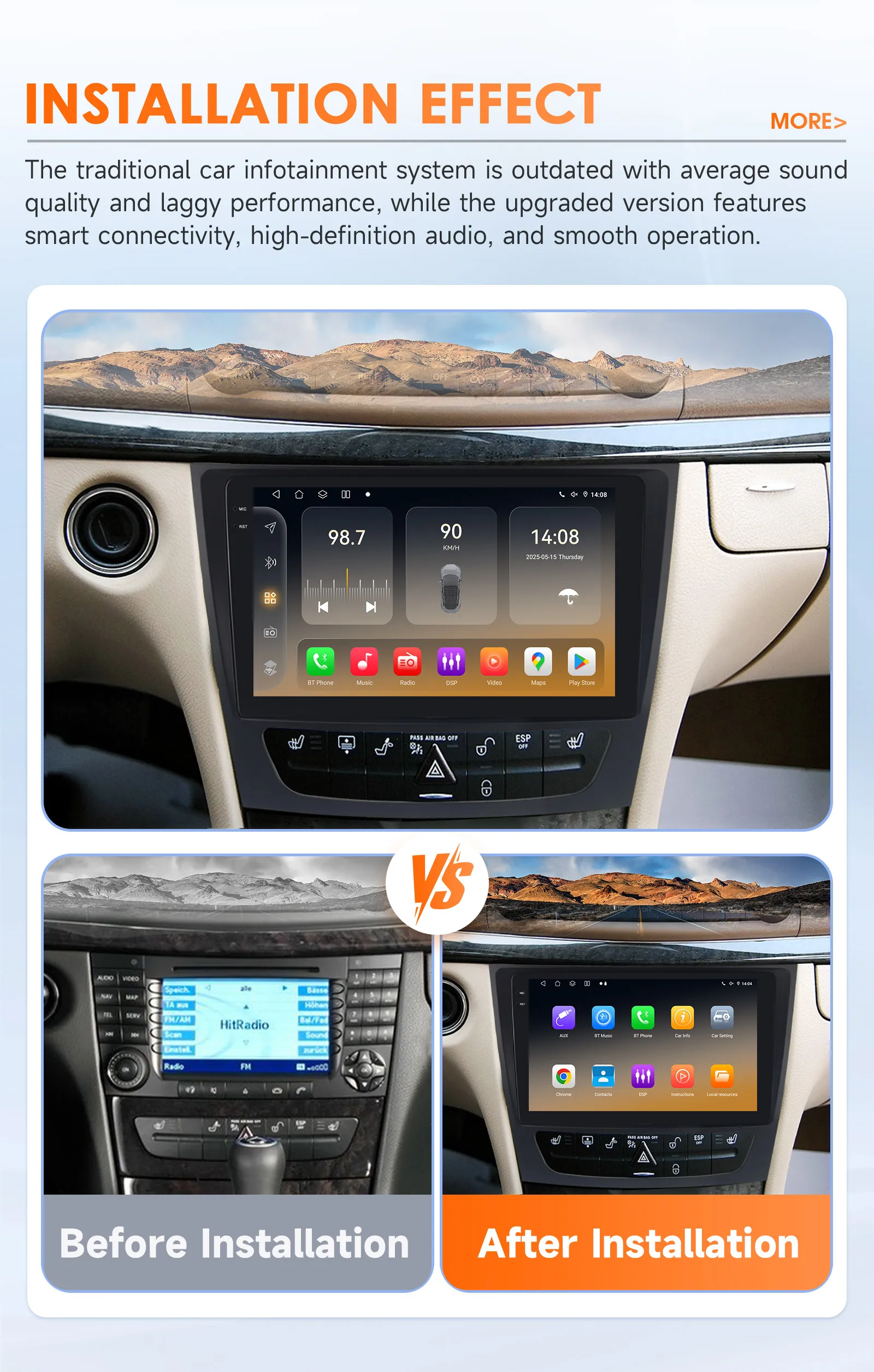 9" Hizpo Android Autoradio für Mercedes Benz E-Klasse W211 W463 W219 W209 2001 - 2009 Auto CarPlay RDS DSP GPS BT 4G SWC 360 ° CAM – Detail 4